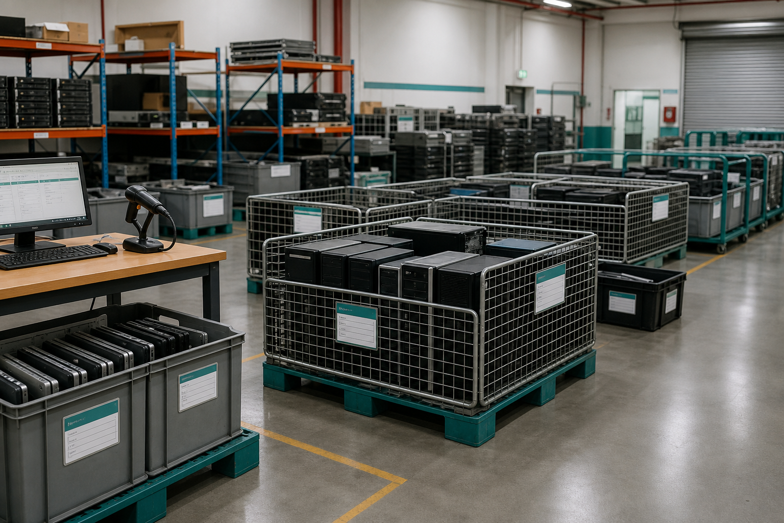 Business IT equipment organised for secure asset disposition