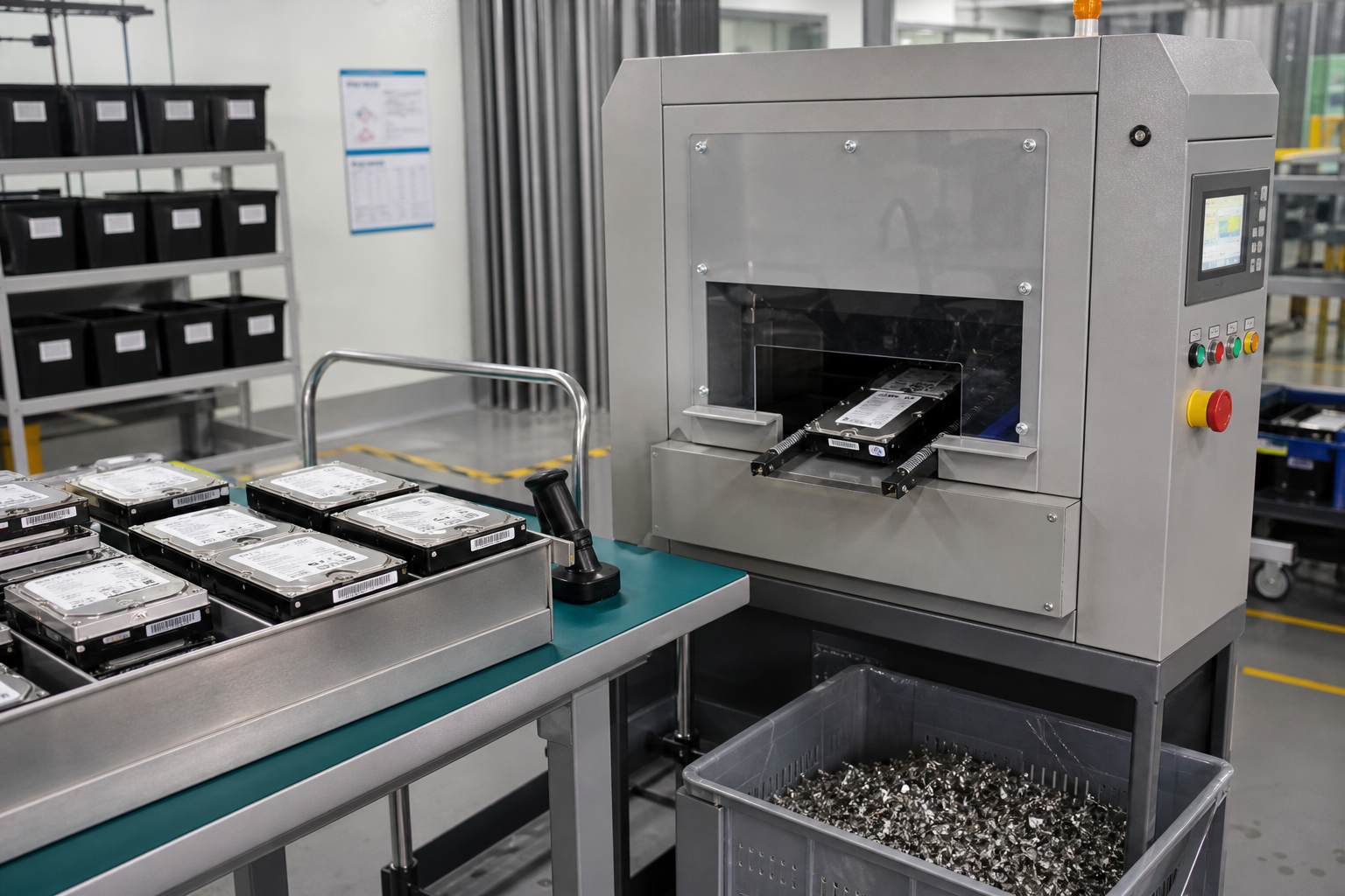 Industrial equipment processing data-bearing storage media